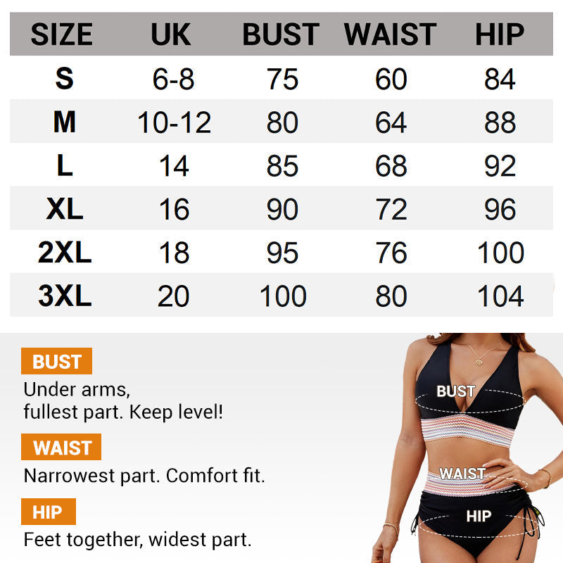 👙TRIAUMPH⛱️ S-4XL 🌺 Σετ μπικίνι με ψηλή μέση και έλεγχο κοιλιάς, με χρωματικές ενώσεις 🌈👙