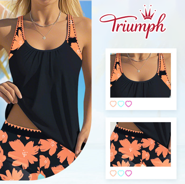 👙TRIAUMPH🏊‍♀️Γυναικεία στάμπα Tankini & Σορτς 2 τεμαχίων Σετ μαγιό