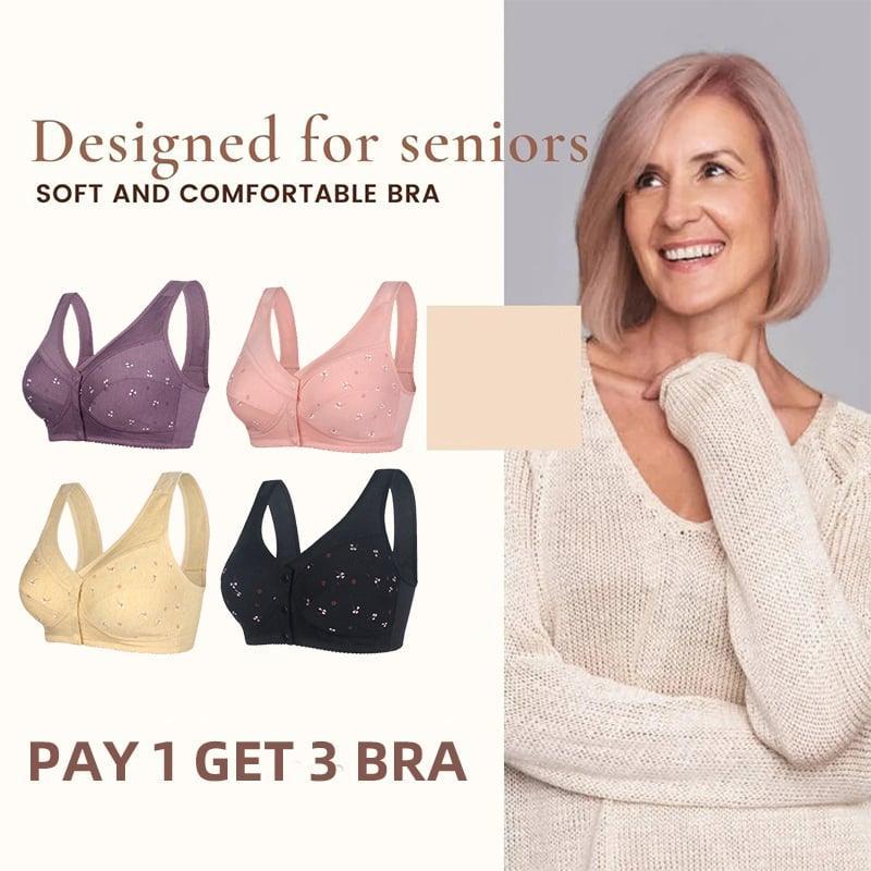 3 τεμάχια μόνο με 49€ 🔥Σχεδιασμός για Senior Μπροστινό κλείσιμο βαμβακερό σουτιέν