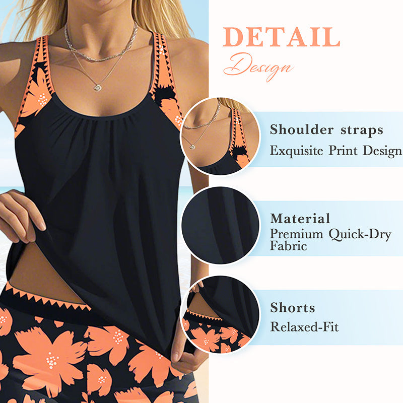 👙TRIAUMPH🏊‍♀️Γυναικεία στάμπα Tankini & Σορτς 2 τεμαχίων Σετ μαγιό