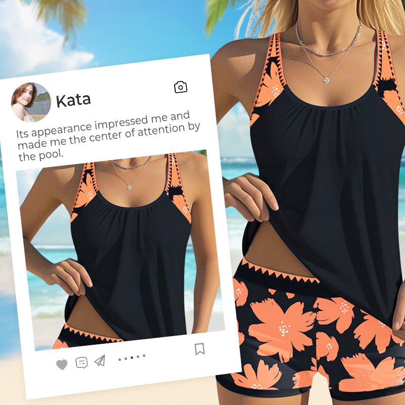 👙TRIAUMPH🏊‍♀️Γυναικεία στάμπα Tankini & Σορτς 2 τεμαχίων Σετ μαγιό