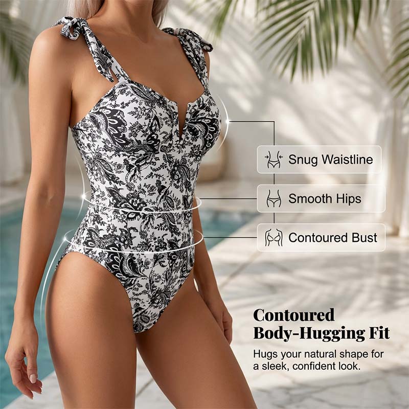 👙 Γυναικείο ολόσωμο μαγιό με στάμπα - Μοντέρνο, εφαρμοστό και άνετο 🌺🌊