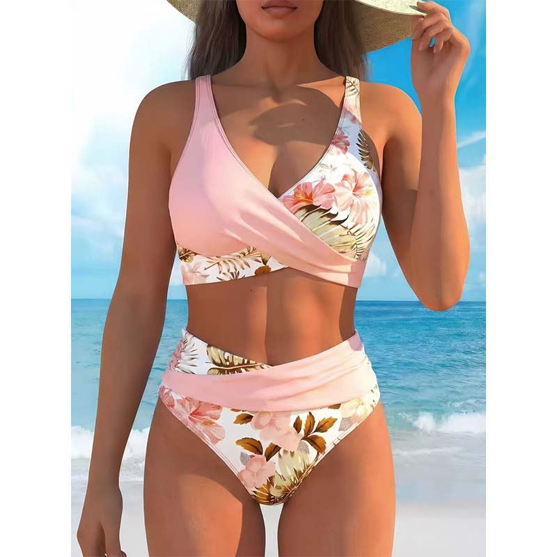 👙Γυναικείο σετ μπικίνι με ψηλή μέση και φλοράλ αποτύπωμα🌸